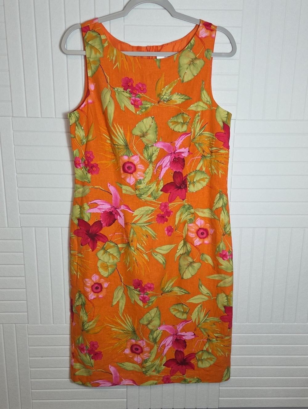 Miss Dorby Beaded Floral Sleeveless Shift Dress Size 12